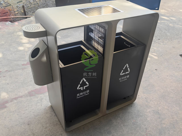 太陽(yáng)能滅蚊燈垃圾桶智慧城市戶(hù)外滅蚊不銹鋼果皮箱